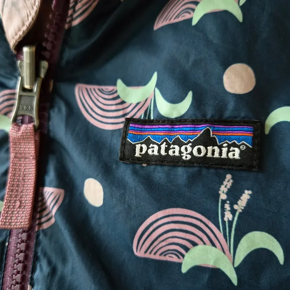 Patagonia Toddler Girls Reversible Down Sweater Jacket w Hood Pink Size 2T EUC